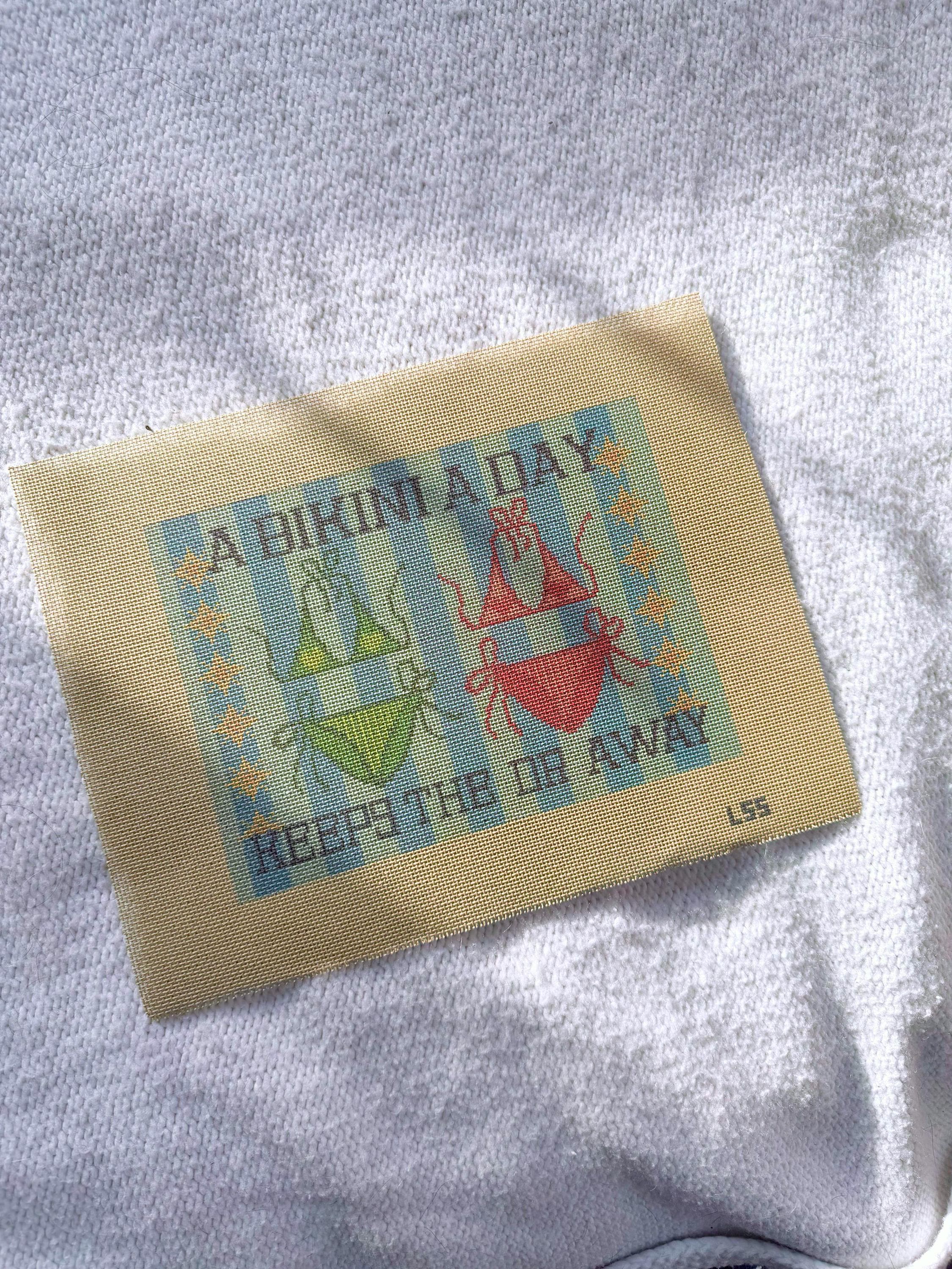 Beach Bikini Needlepoint Canvas | Summer Sun, Sand, Ocean Art (8x6 Inch)