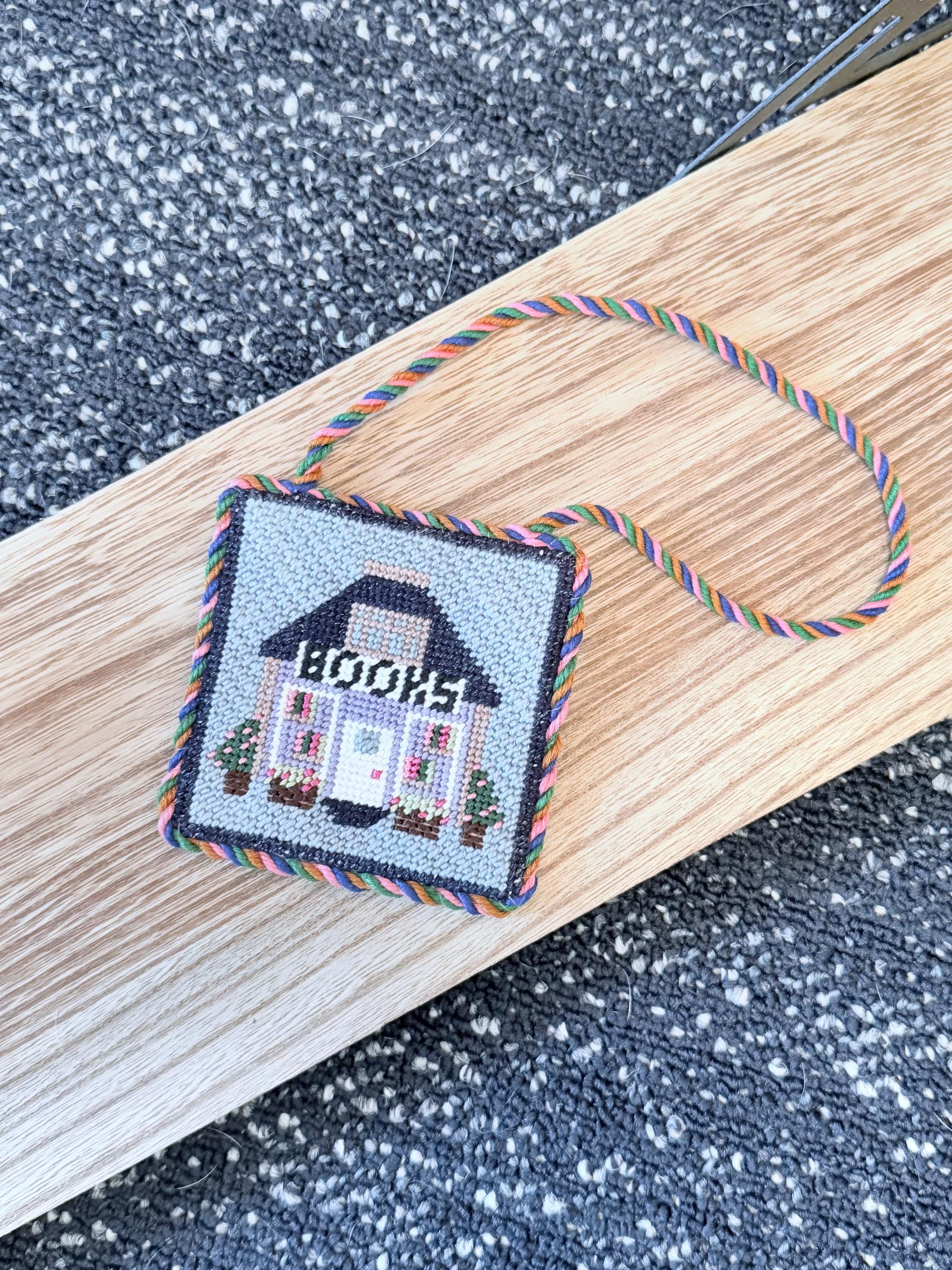 Mini Bookshop 13 Mesh Canvas Hand Painted | Beginner Needlepoint Project