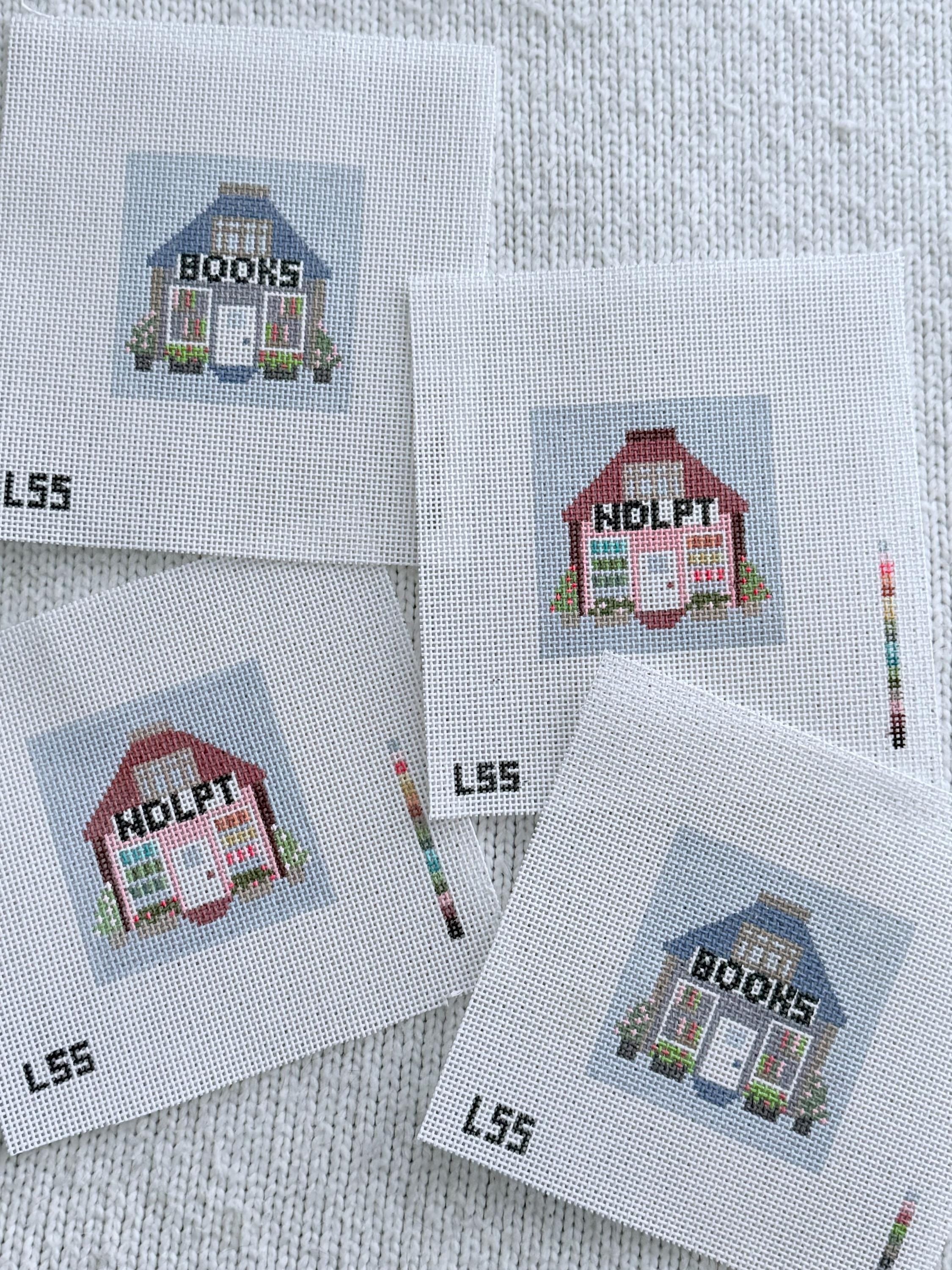 Mini Bookshop Needlepoint Canvas 18 mesh | Hand Painted Beginner Project