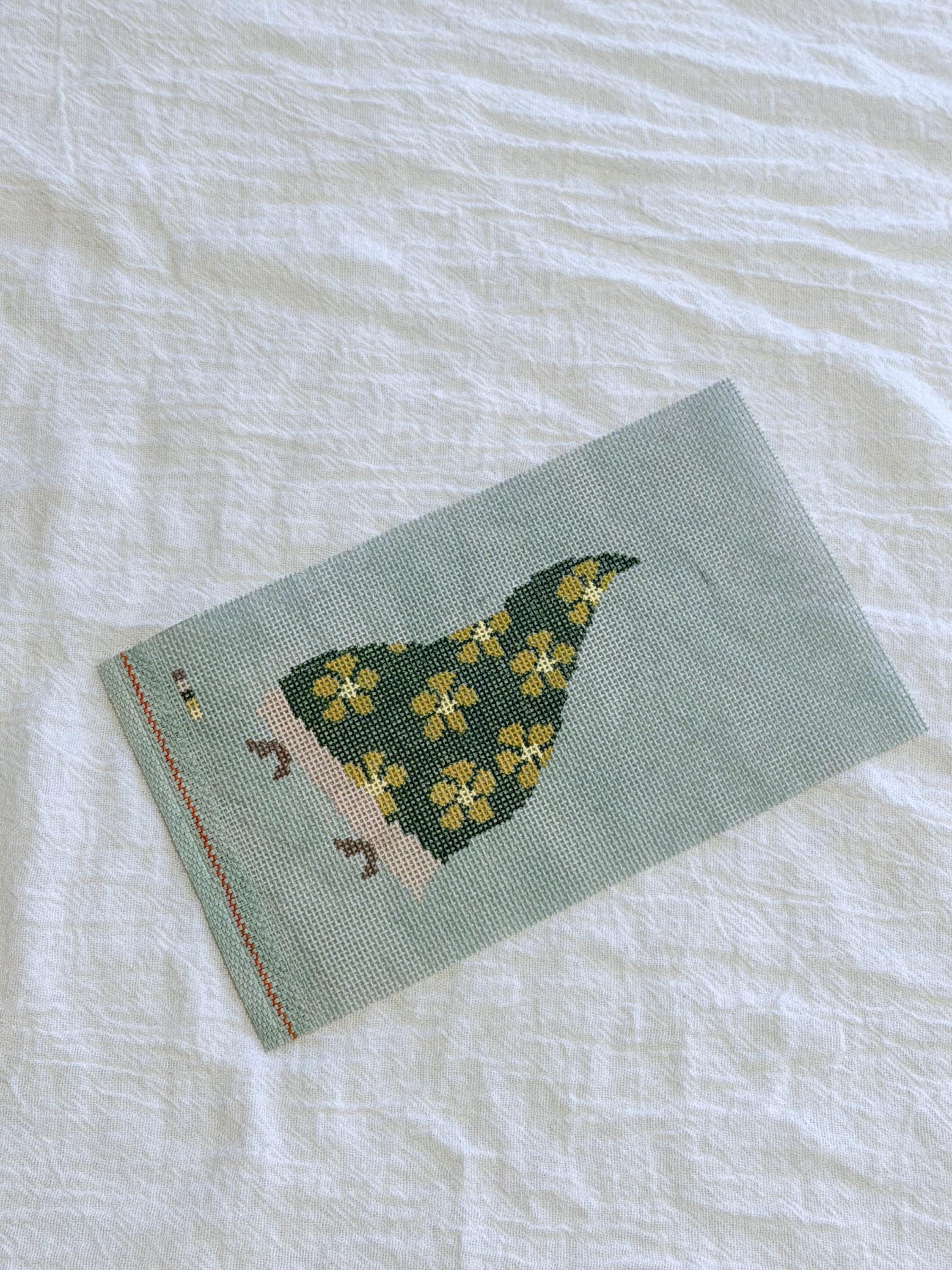 Daisy Pennat Flag | Green and Yellow Needlepoint Canvas on 18 mesh