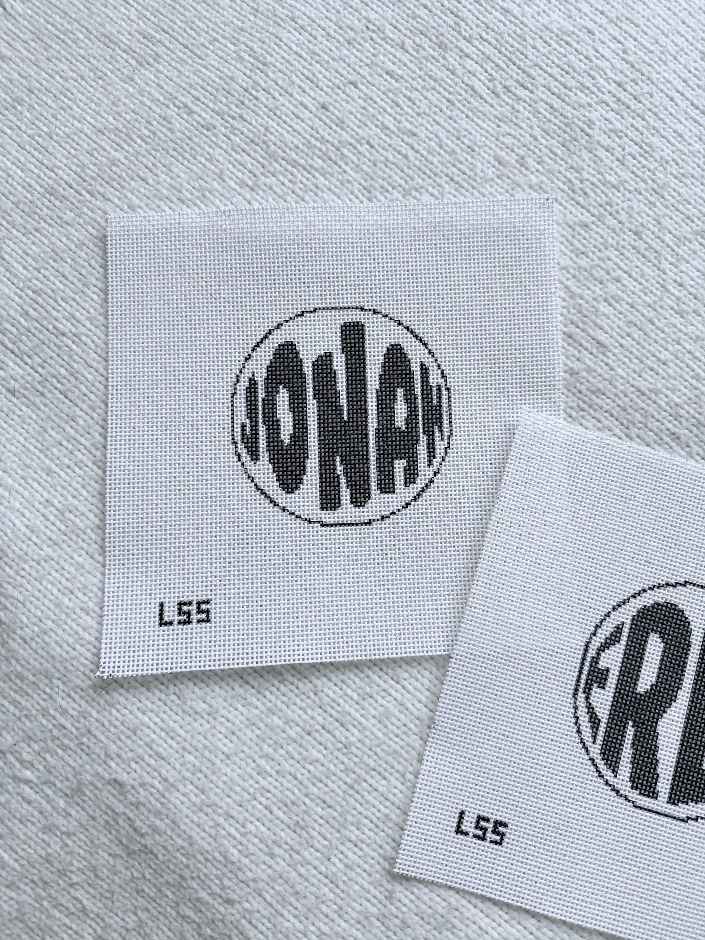 Custom Name Round Ornament Needlepoint  Canvas | Hand Painted 18 Mesh OR 13 Mesh