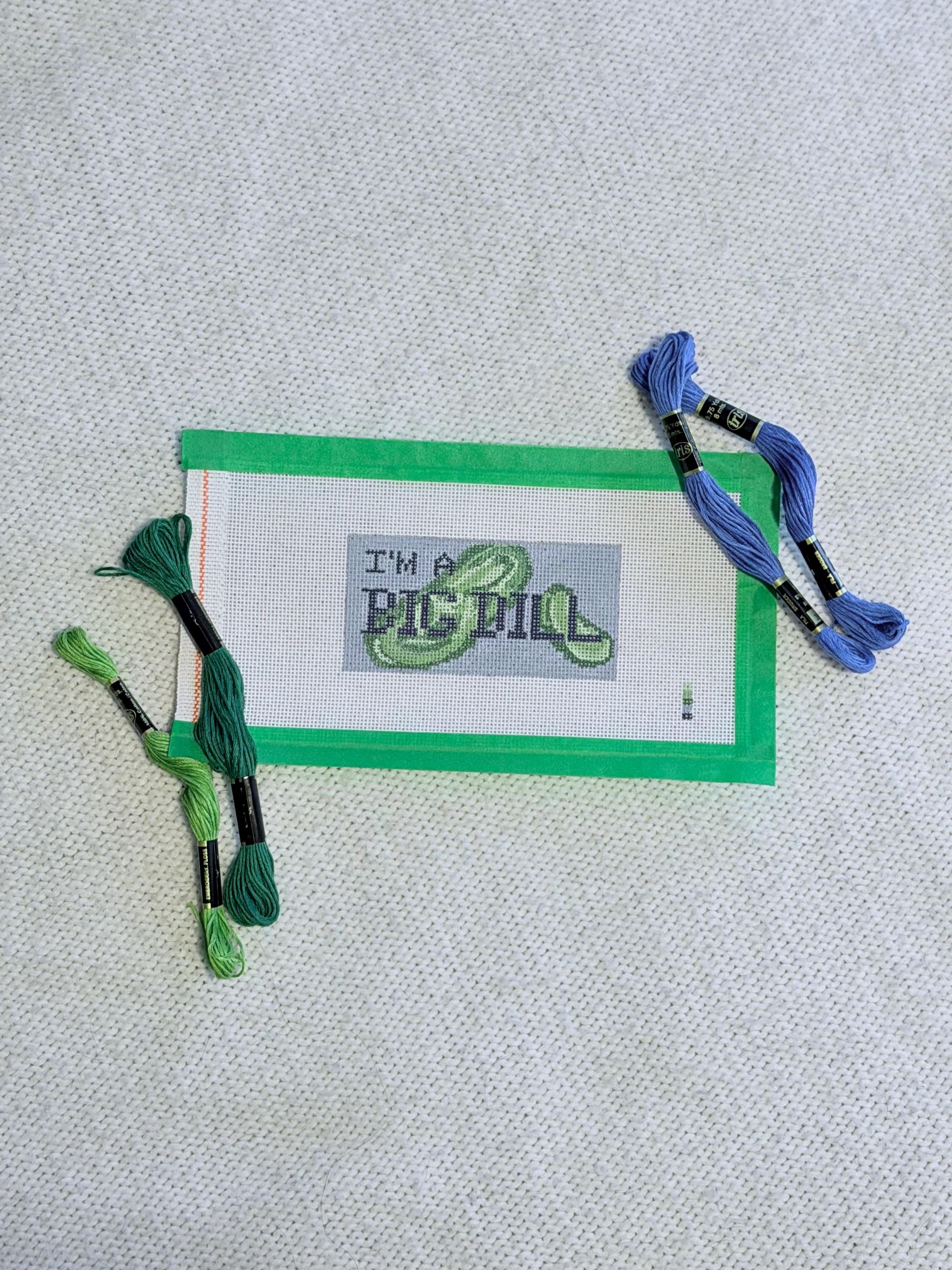 I’m A Big Dill Hand Painted Needlepoint Canvas // Pickle Lover Patch