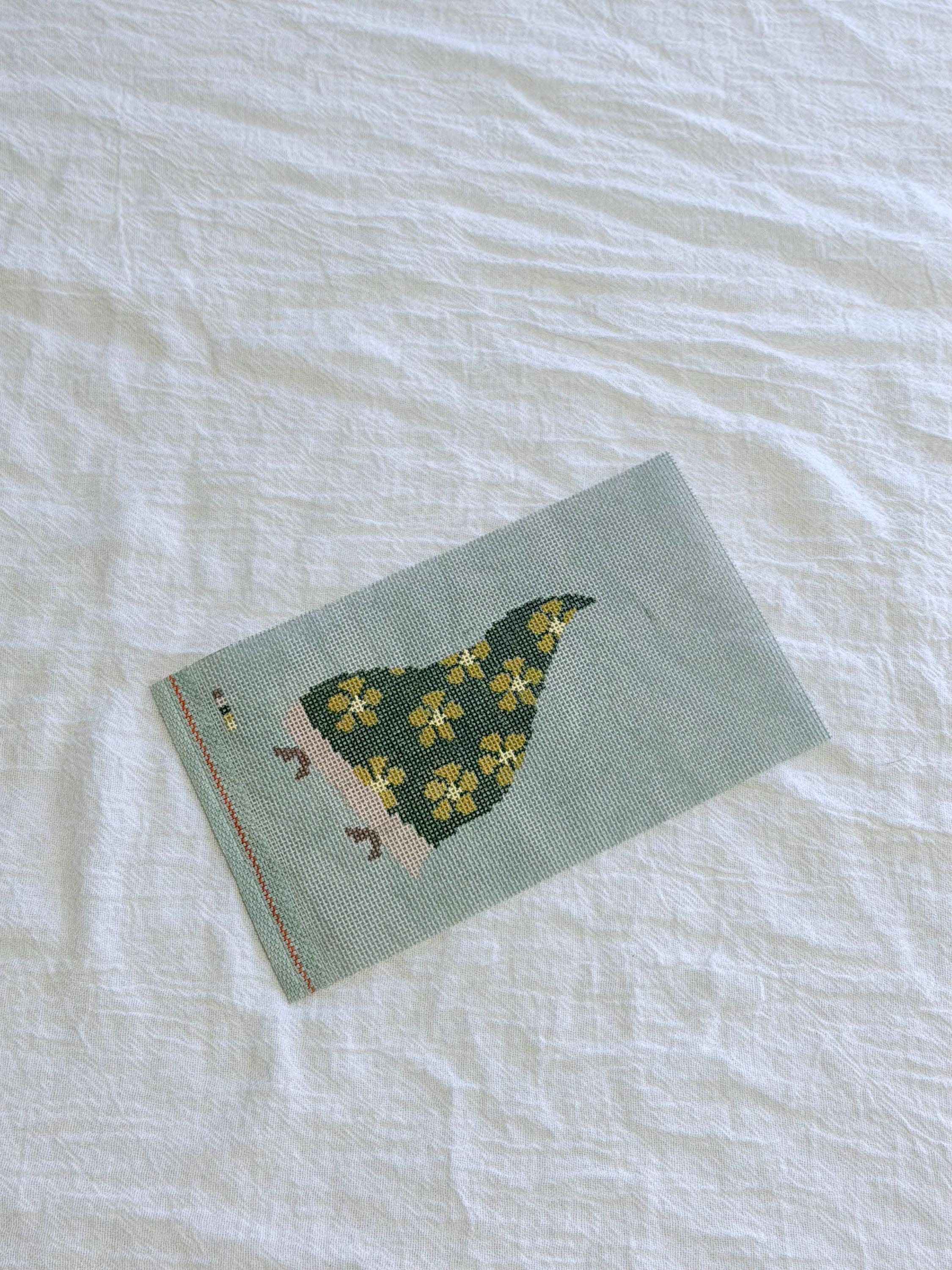 Daisy Pennat Flag | Green and Yellow Needlepoint Canvas on 18 mesh