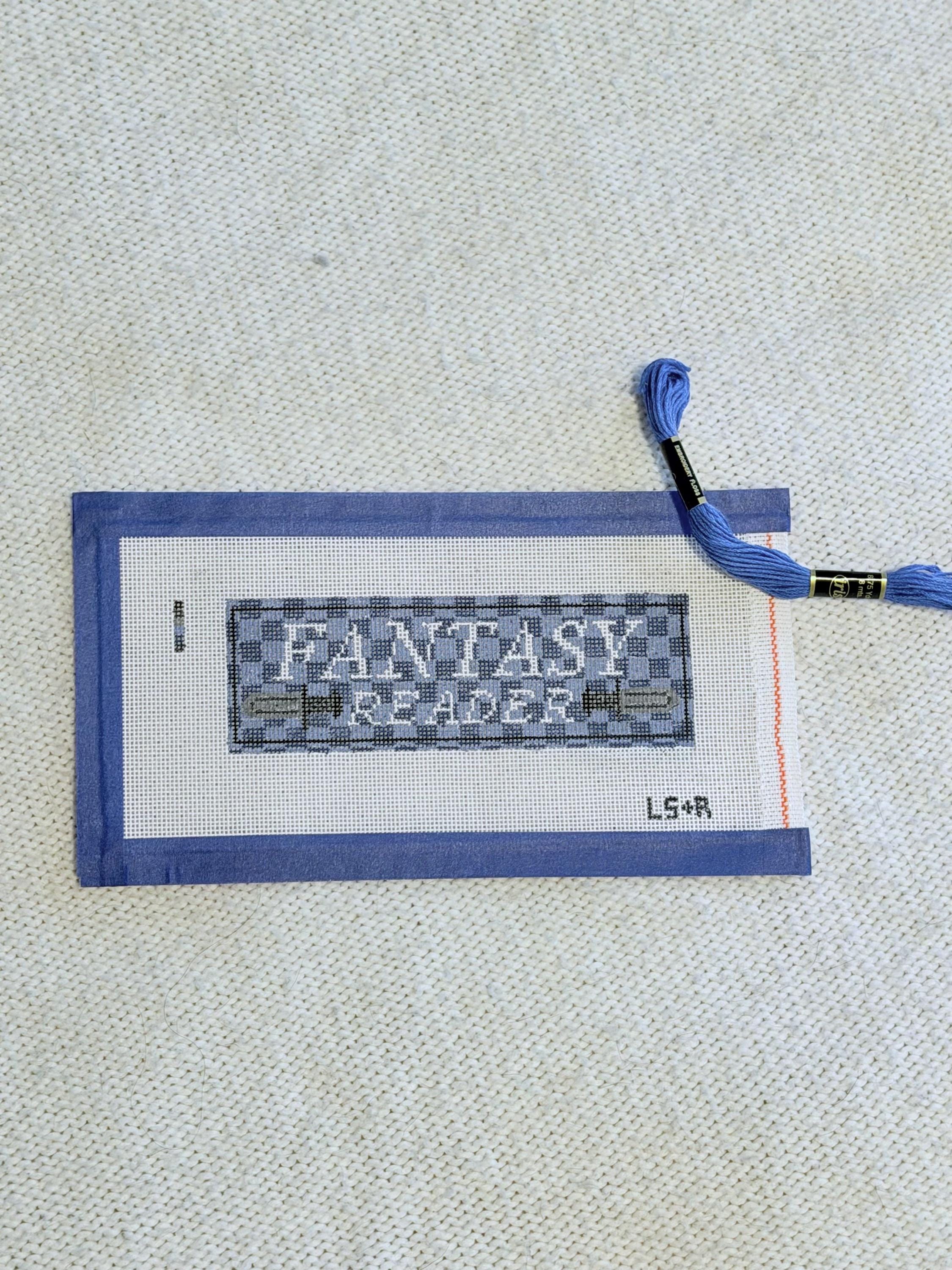 Fantasy Book Lover Needlepoint Bookmark Canvas 18 Mesh, Hand Painted Needlepoint, Reader Gift, DIY Stitching Project