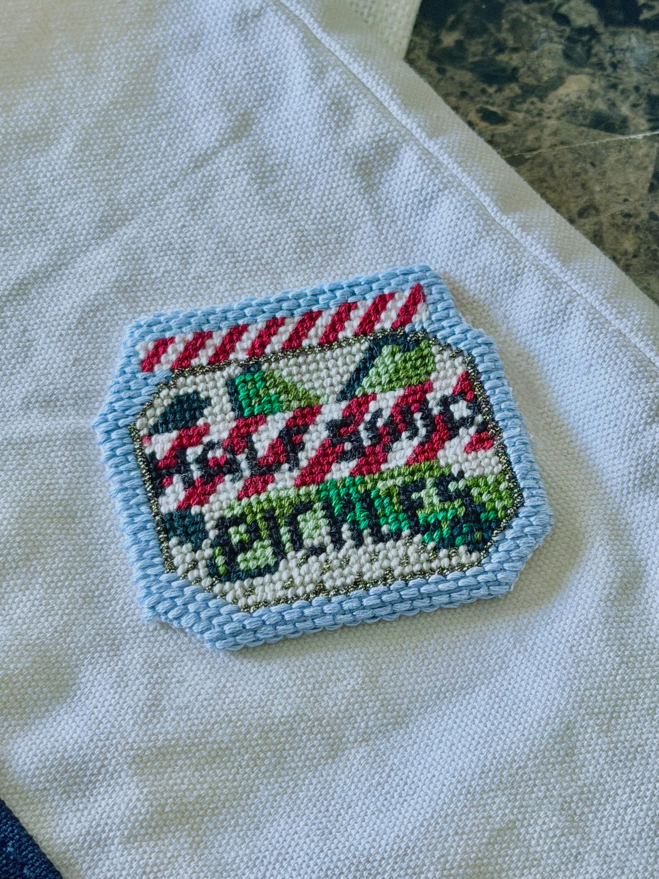 Half Sour Pickles Needlepoint Canvas, Hand-Painted Deli Ornament