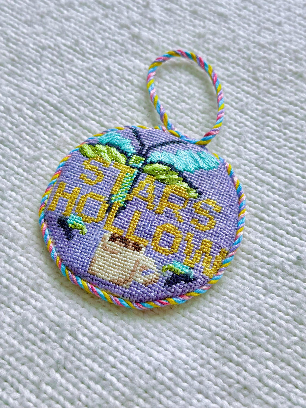 Stars Hollow Dragonfly and Coffee Cup Hand painted Needlepoint Canvas on 18 Mesh - Gilmore Girls inspired Needlepoint